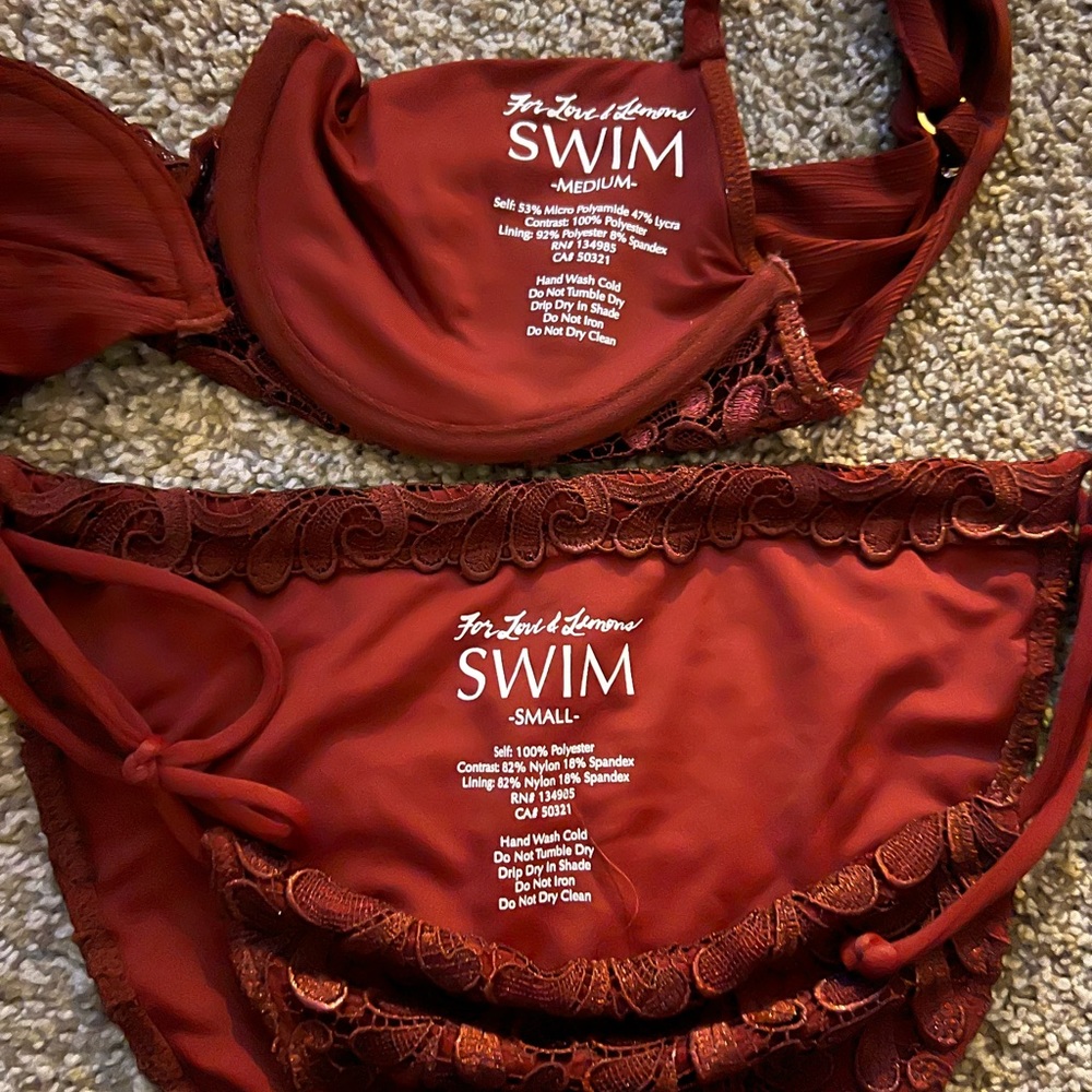 Burgundy For Love And Lemons two piece bathing suit